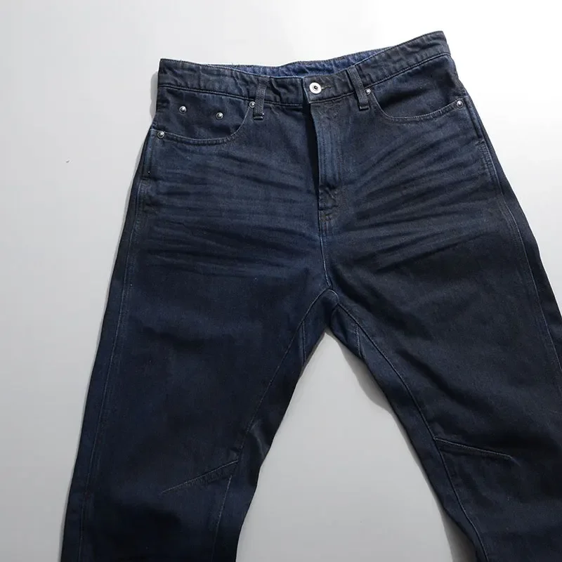 

Oil-stained crumpled resin washed ARC 3D slim-fit three-dimensional tailoring scimitar jeans