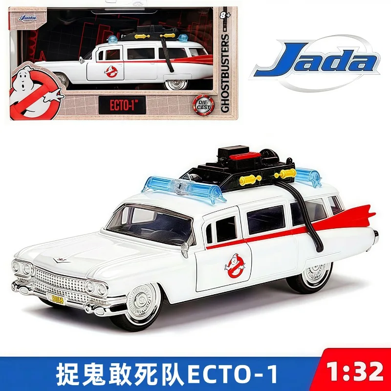[In Stock] Jada 1/32 Diecast Alloy Ghostbusters ECTO‑1 Car Model, Cadillac Movie Replica Static Collectible Vehicle