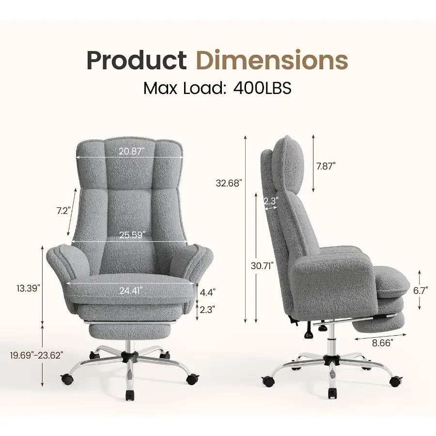 Cross Legged Office Chair with Flip Armrests Big and Tall Executive Office Chair, 135° Reclining Criss Cross Chair with Footres
