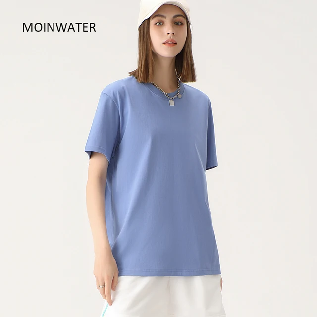 WAVLATII New Women Solid Cotton T Shirts Female Dark Green Oversized Casual Soft Tees Unisex Short Sleeve Summer Tops 3