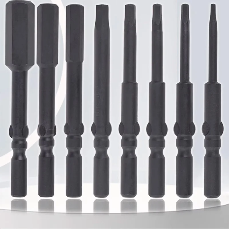

10pcs 60mm Phosphide black 801 5mm Round Shank Hexagonal Screwdriver Bits for DC Powered Screw driver Tools Hex H1.5-H8 choose