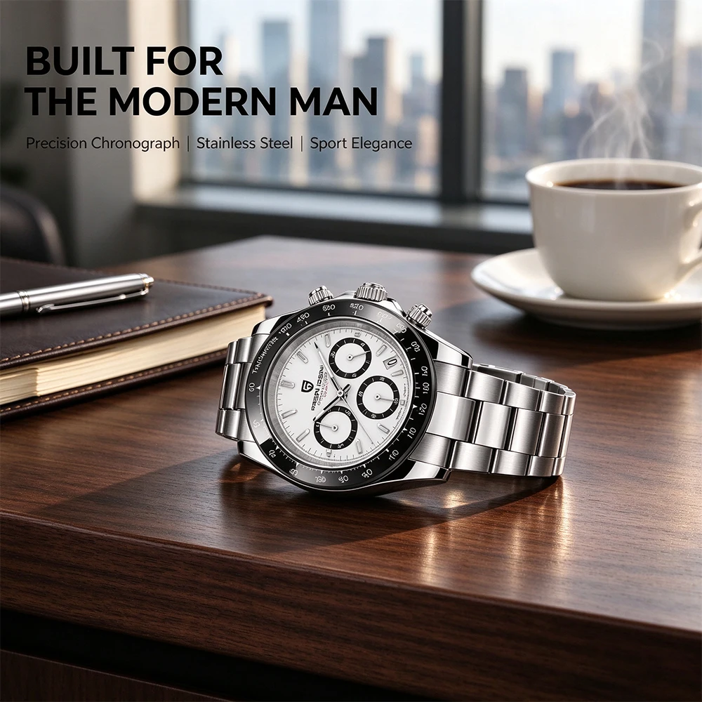 PAGANI DESIGN 2026 New 40MM Classic Retro Series Multi Functional Men Quartz Watch VK63 Mov Sapphire Glass Stainless Steel 100 Waterproof Chronograph Watches for Men Gift
