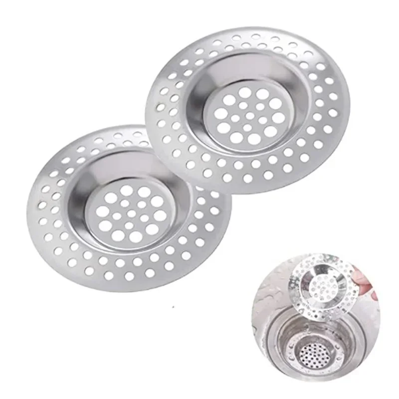

2Pcs Kitchen Metal Sink Strainer Floor Drain Bathtub Hair Catcher Stopper Stainless Steel Shower Drain Hole Filter Trap 7.5cm