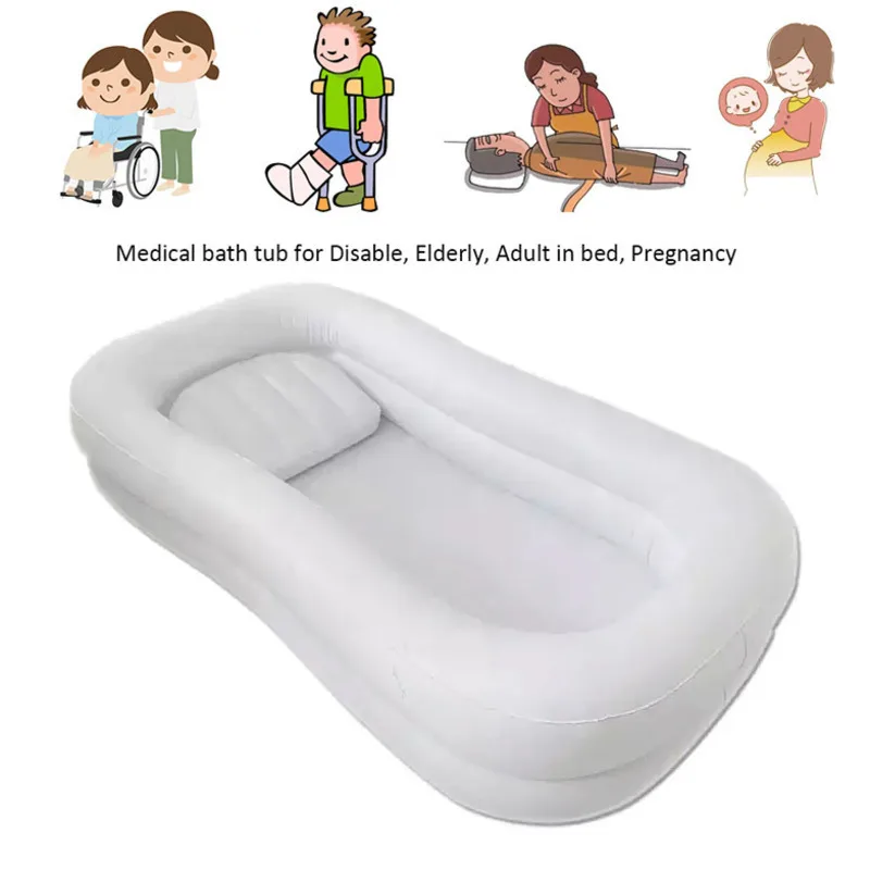 

Inflatable Bathtub Shower PVC Bed Bath Basin Kit With Air Pump,Air Pillow For Elderly,Disabled,Bedridden Patients,Pregnant