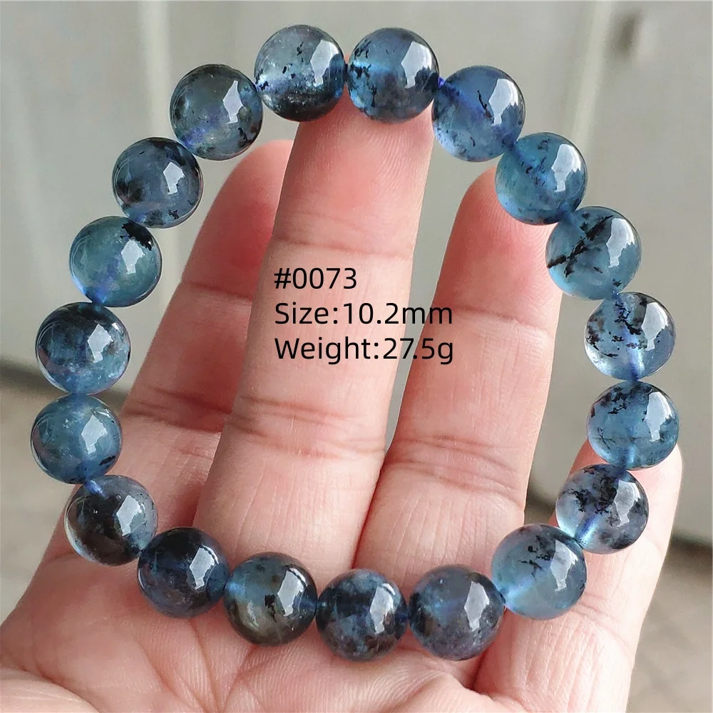 Natural Deep Blue Aquamarine Quartz Bracelet Clear Round Beads Gemstone Stone For Women Men AAAAAAA