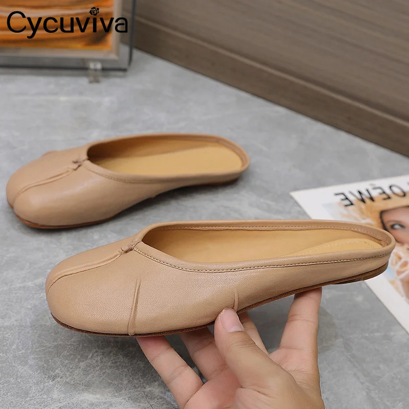 

2024 Popular Brand Women's Beach Slippers Split Toe Leather Lazy Flat Shoes Summer Casual Party Vacation Walking Shoes For Women