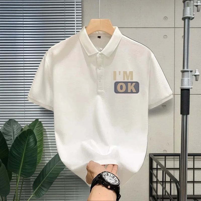 

Summer New Men's ort Sve T-irt High-End Print Casual Collar irt Korean Version Trendy Brand Top M Faion