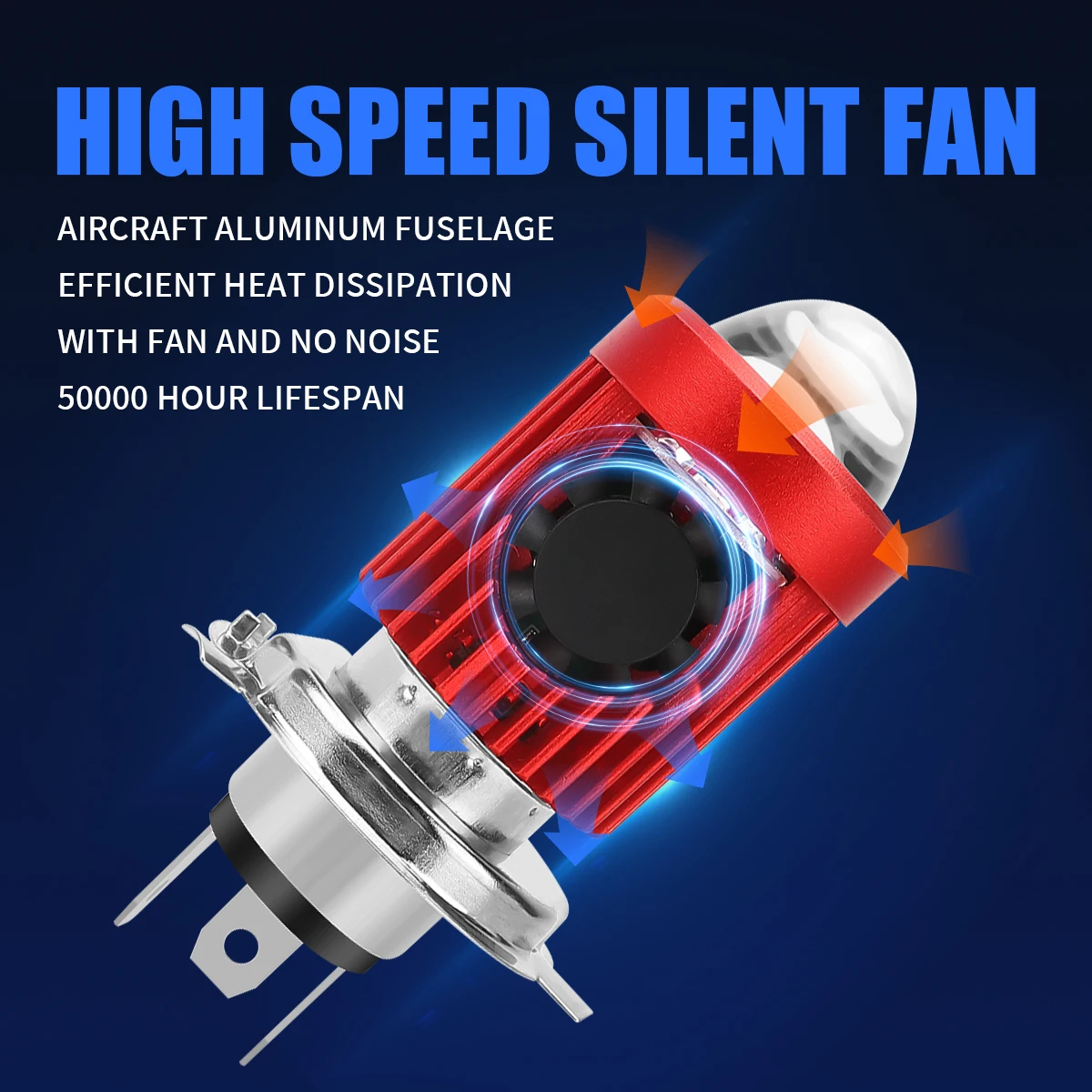 1pc Spotlight fan H4 Led Motorcycle Headlight Bulb BA20D LED Lens White Yellow Hi Lo Lamp Scooter Accessories Fog Lights 12V