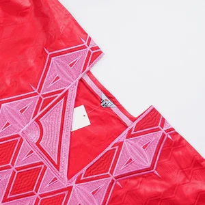 ملابس داشيكي الأفريقية للرجال ، رداء التطريز ، قمم حمراء ، بدلات بنطلون ، ملابس زفاف إسلامية ، جديد ، بازين أفضل 10 قمصان من القماش الأفريقي مبيعا - رقم 2