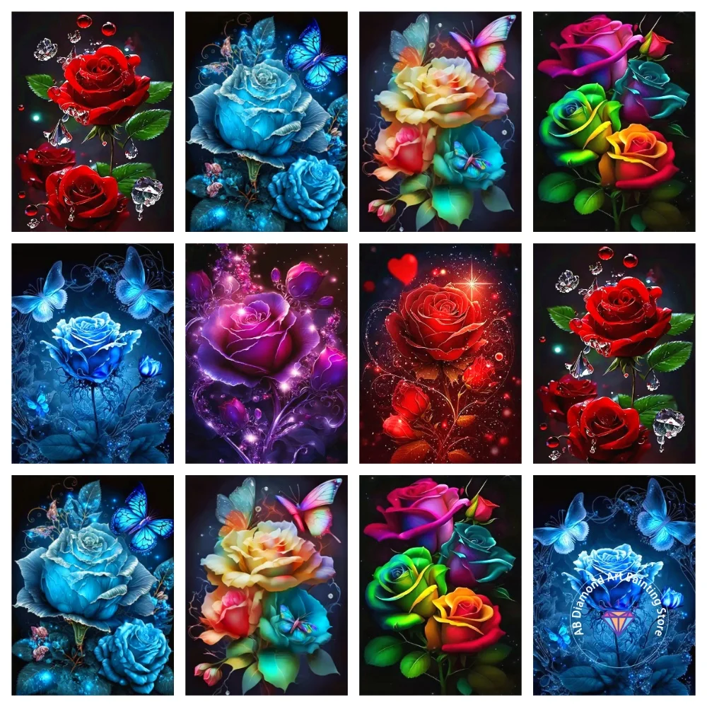 

Rose Butterfly AB Diamond Painting Kit Square Round Diamond 5D DIY Mosaic Handmade Art Adult Exquisite Gift Crafts Home Decor