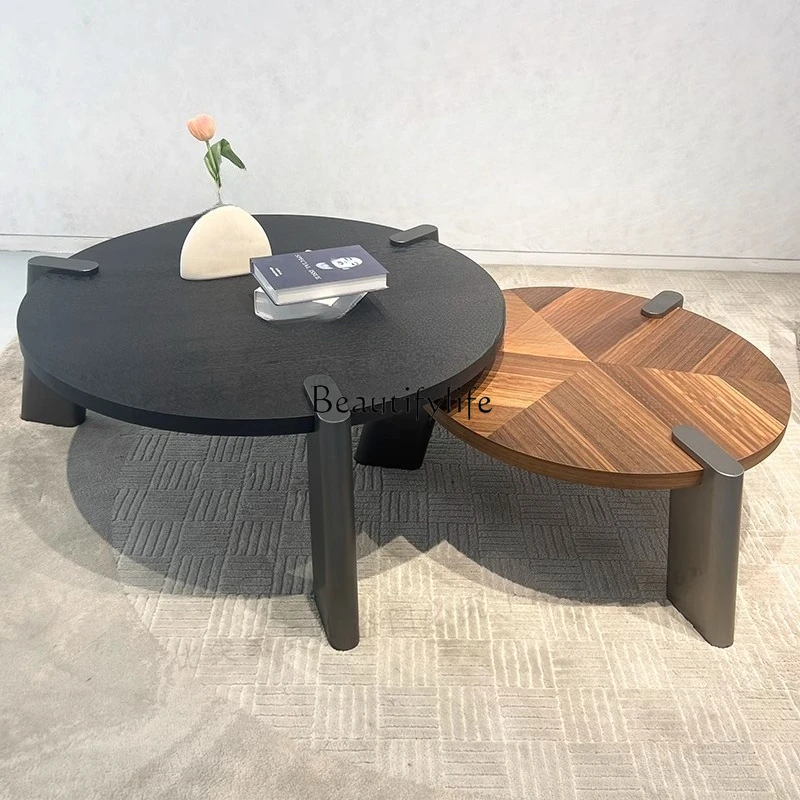 

Italian Minimalist Coffee Table Set Modern Simple Stainless Steel Round Custom