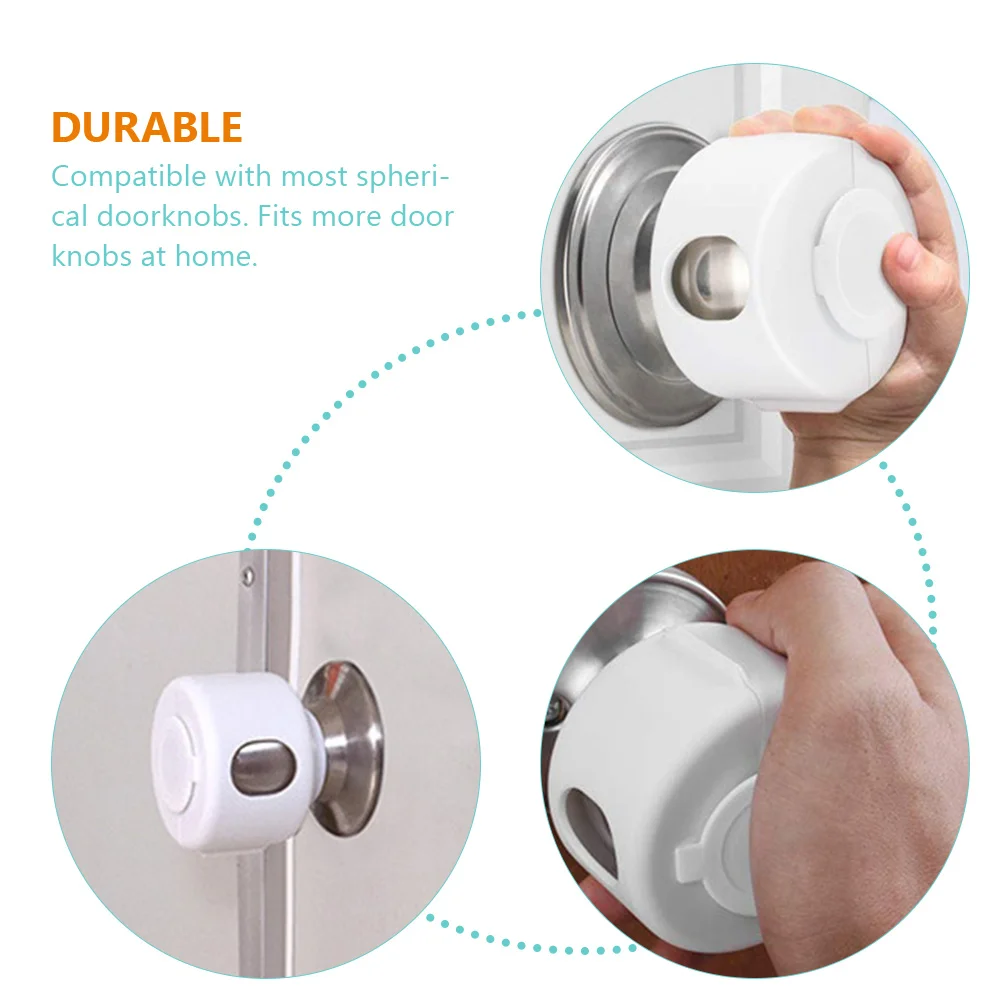 

4pcs Door Handle Protectors Child Proof White Knob Covers PP Material Compatible Spherical Doorknobs Home Safety Hardware