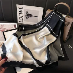 Luxury Silk Feeling Square Scarf Women 2024 Print Satin Neckerchief Spring Hair Band Foulard Bandana Echarpe Tie Shawl Wraps