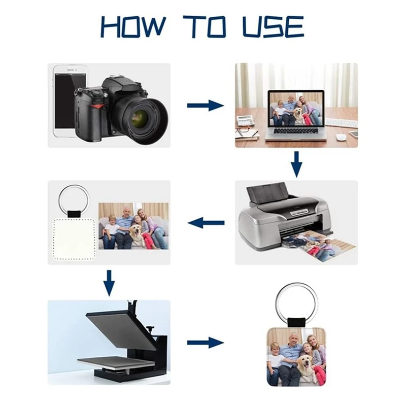 20 Pack Glitter PU Leather Keychain Heat Transfer Keyring Sublimation Blank Square Silver