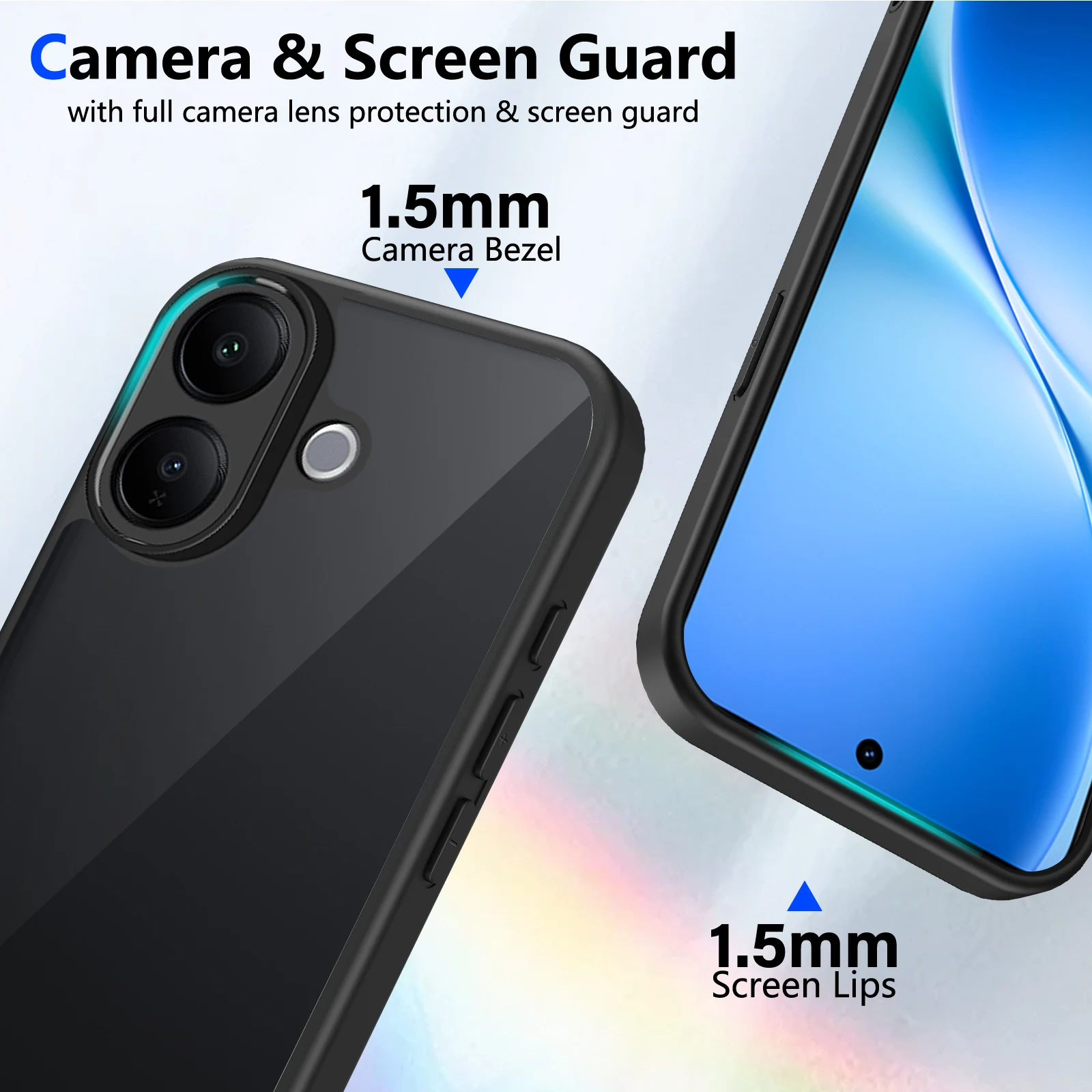 حافظة لهاتف VIVO V60 Lite V60E جديدة شفافة سوداء غير لامعة ملمس غلاف صلب حافة ناعمة مضادة للسقوط لهاتف Vivo V60 Lite Funda