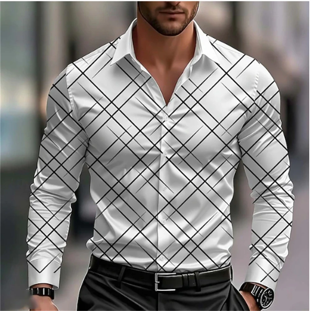 

Мужская полосатая рубашка с воротником с 3D-принтом, удобный дизайнерский стиль, подходит для вечеринок, улиц, праздников, желтого, синего и