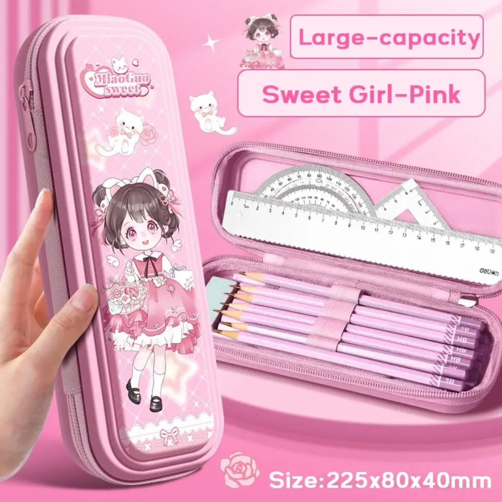 Cartoon Plastic Pencil Case Waterproof Capybara/Panda/Astronaut Pen Box Large Capacity Pen Bag Gift