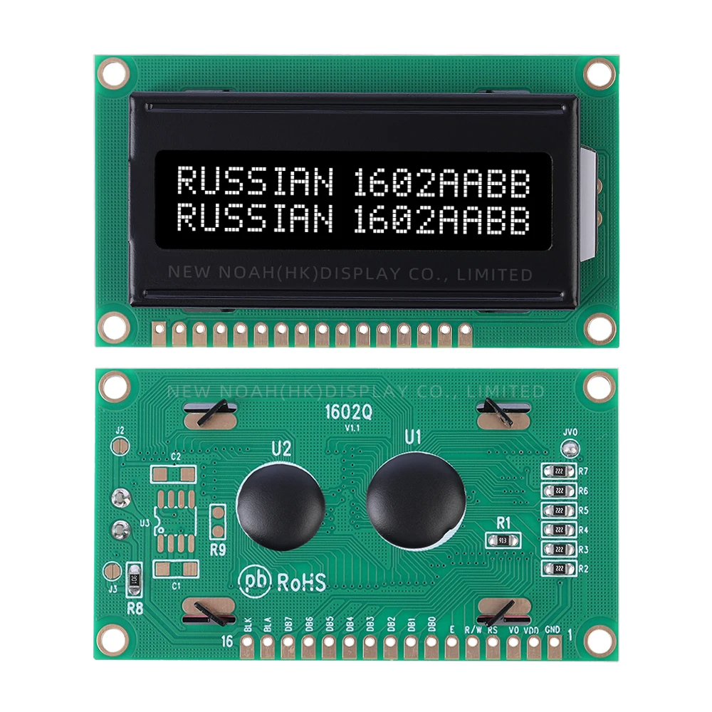 DFSTN Pellicola Nera Bianco 1602Q Alfabeto Carattere Russo Schermo 2*16 LCD Arduino Con Retroilluminazione A Led E Controller ST7066U Integrato