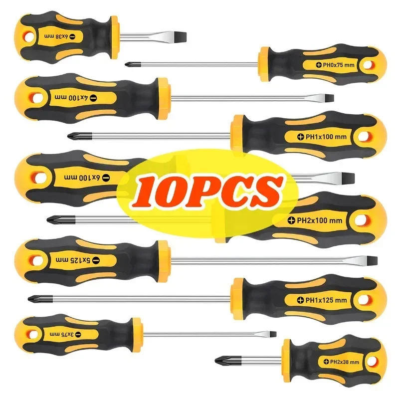 10pcs/ Set of Magnetic Screwdriver Set Long Phillips Screwdriver Set Durable  Home Repair Car Repair Tool Accessoire Voiture