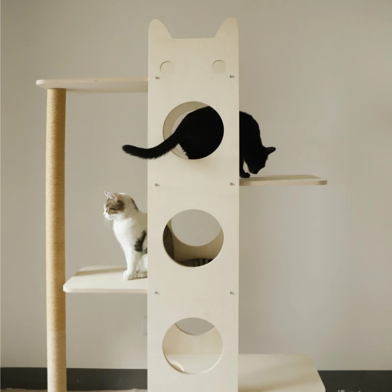 Climbing column, wooden integrated large creative tree jumping platform, toy rack, cat climbing rack