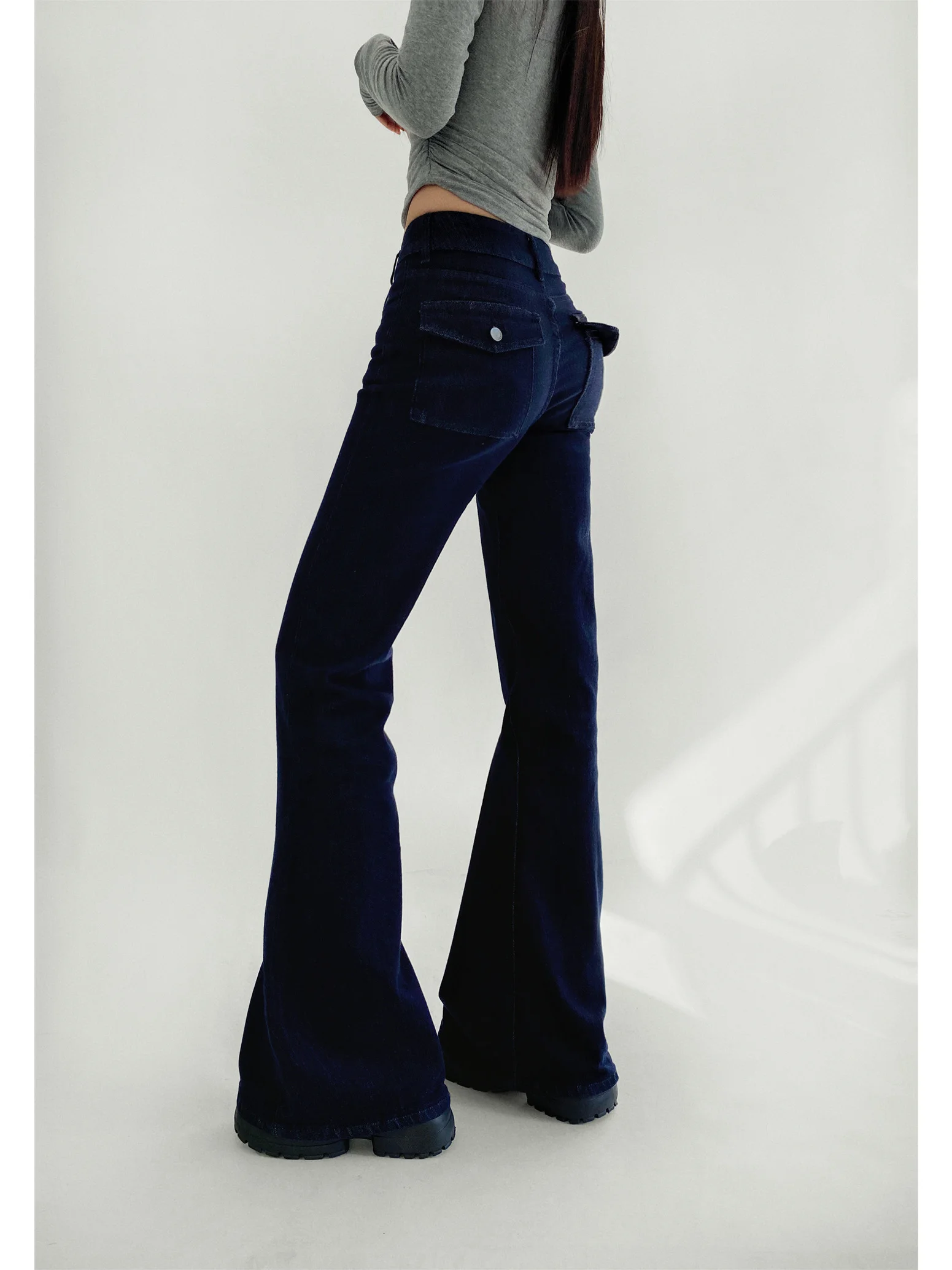 Jeans a gamba dritta a vita alta da donna originali Muffin elastico Top dimagrante drappeggiato bootcut retrò Sle autunno nuovo arrivo