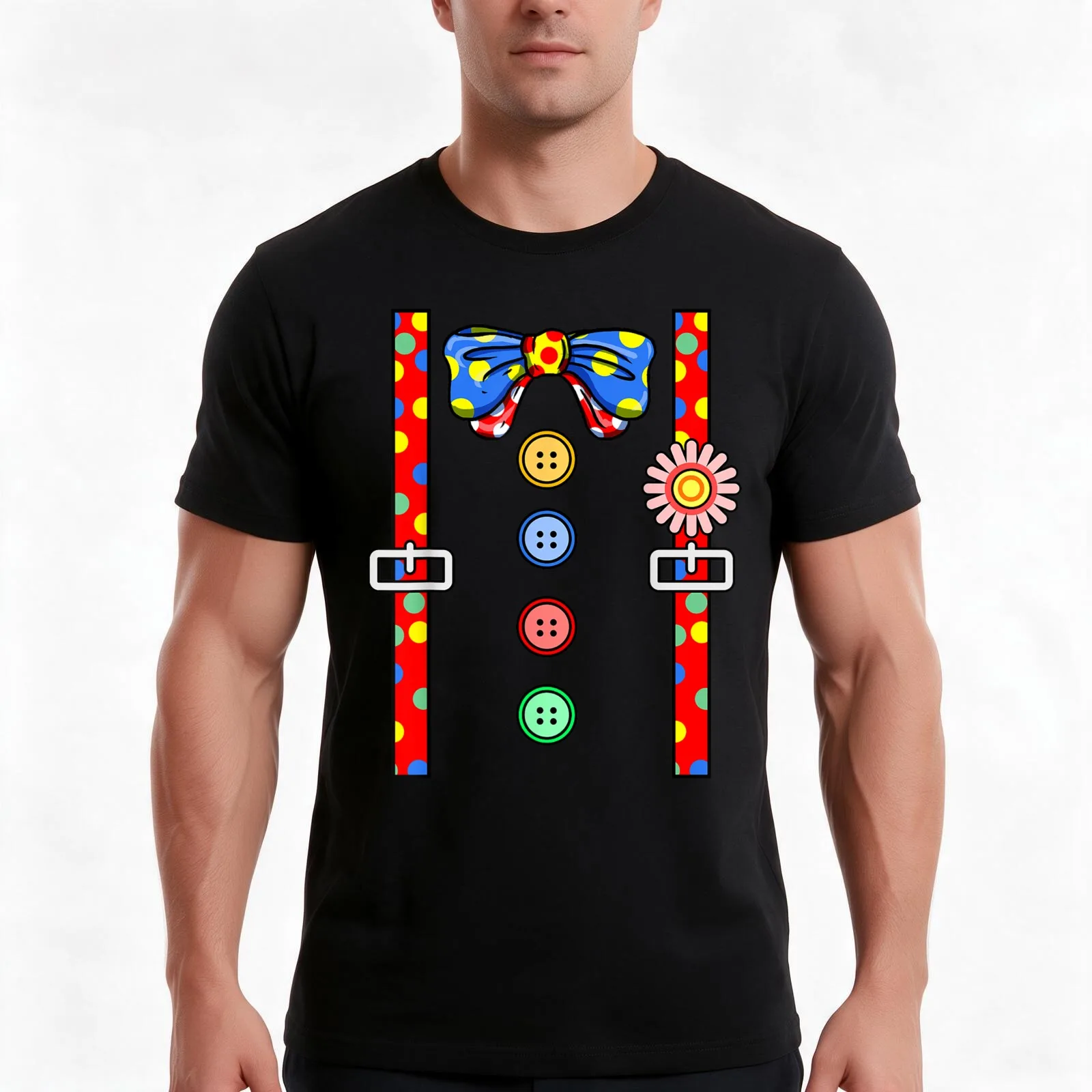 Clown Costume Halloween T-Shirt, Summer Casual Cotton Tee, Oversized Streetwear Tops, Vintage Graphic Print, Unisex Men Women