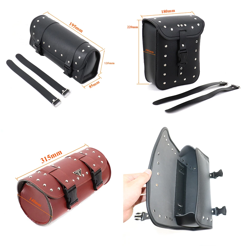 

For Harley Sportster Electric scooter Universal Motorcycle Saddlebag Model Side PU Leather Luggage Saddle bag Storage Tool Pouch