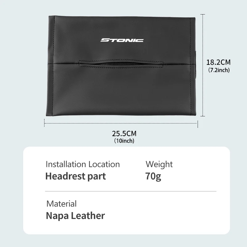 Car Seat Back Tissue Box LeatherHanging Paper Storage Bag For KIA Stonic Sorento Cerato Sedona Forte Stinger - view 6