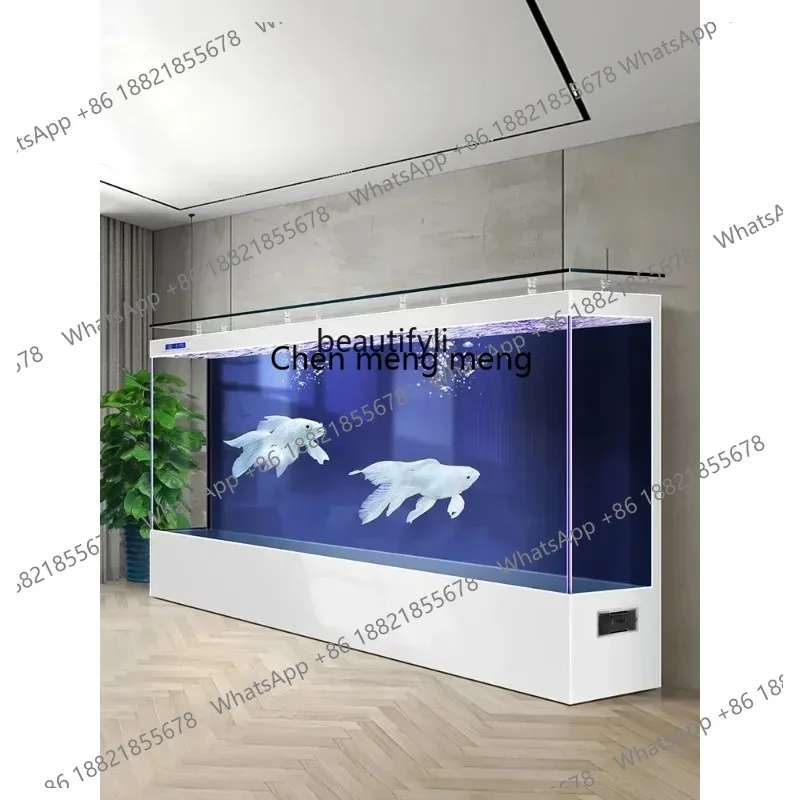 New ecological fish tank living room large ultra-white glass water-free integrated aquariumSS 8617 26