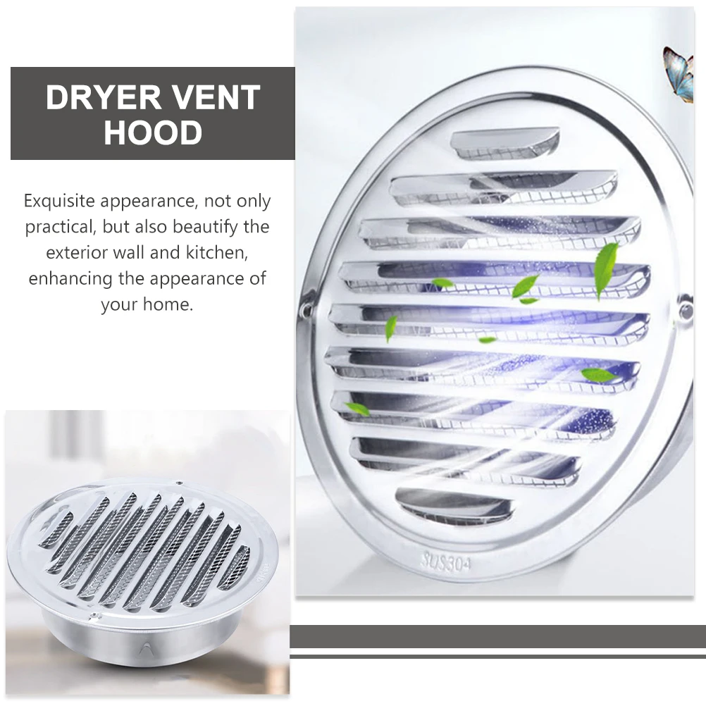 

Stainless Steel Air Vent Protector Louvered Grille Covering Vent Round Hood Rainproof Design Wear-Resistant Easy Install Enhance