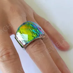 Personalised Rainbow Rings for Women Fashion Womens Jewellery Stainless Steel Unisex Crystal Ring Party Banquet Anniversary Gift