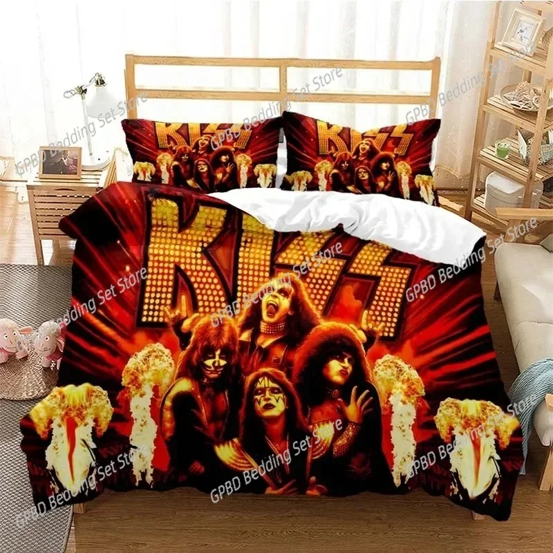 Kiss Rock Band Bedding Set Single Twin Double Queen King Cal King Size Bed Linen Set 3
