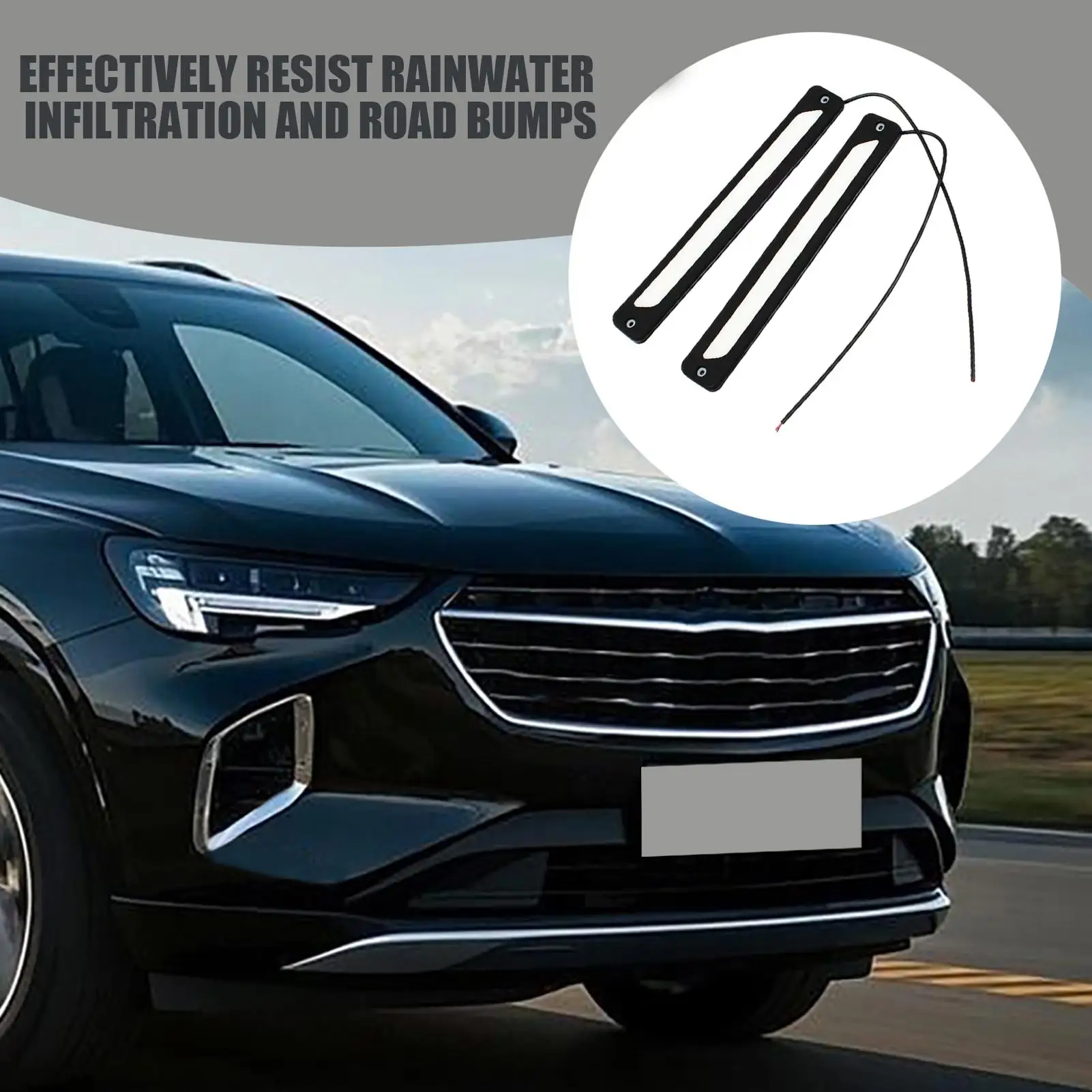 LED Daytime Running Lights 9in Waterproof Silicone Lamp 2 Pieces Super Bright Bendable Automotive LED Light Strip Front Rear For