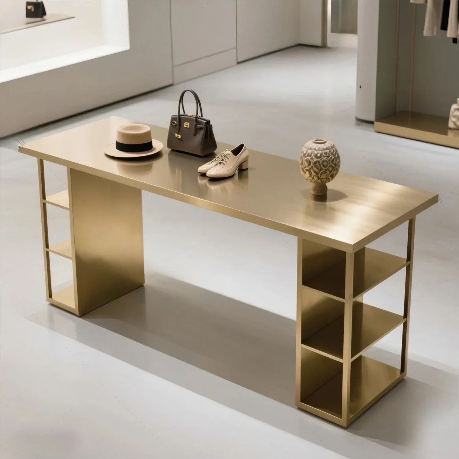 Clothing Store Nakajima Table Light Luxury Gold Stainless Steel Product Display Table Rectangular Water Table