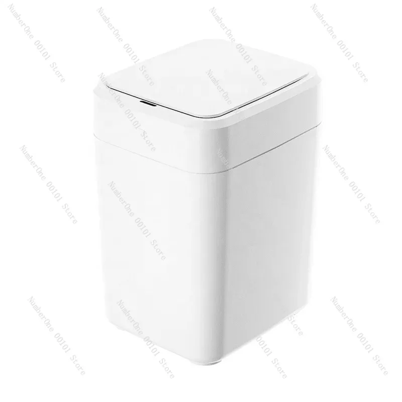 17L Smart Induction Trash Can, Automatic Self-Sealing & Bag Change with Pop-up Lid for Bathroom Kitchen