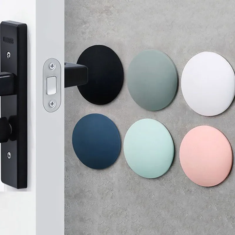 New Silicone Rubber Door Handle Stopper Buffer Anti-slip Sticker Self Adhesive Doorknob Crash Pad Round Bumper Wall Protector