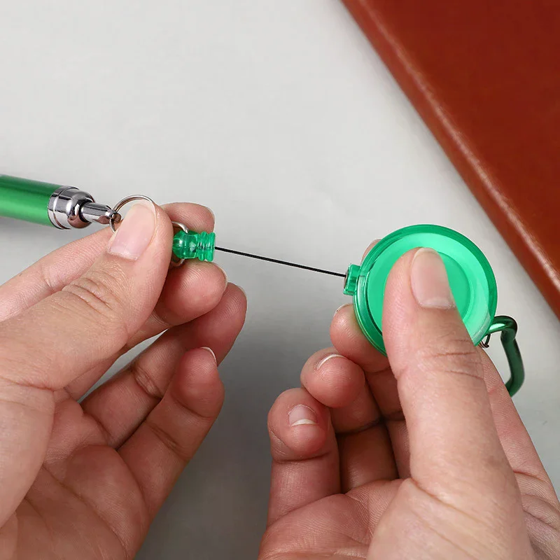 Buckle Ring Lanyard Stationery Retractable Key Chain Ballpoint Pen Neutral Pen Easy Pull Buckle Pen Writing Tools