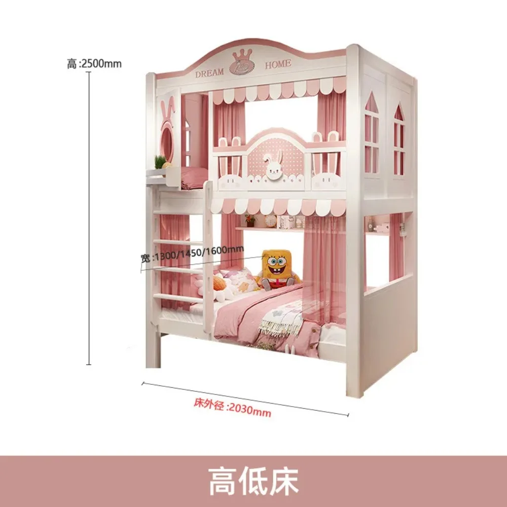 Up and down bed Children's bed Bunk  Girl Princess Castle bed Multifunctional storage Children's tree house  Small apartment