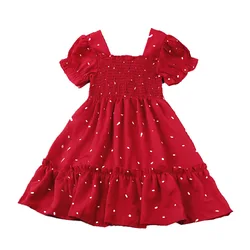 Girls Summer Daily Casual Dress Infant Cake Skirt New Fashion Polka Dot Princess Dress Clothing 3-8Y