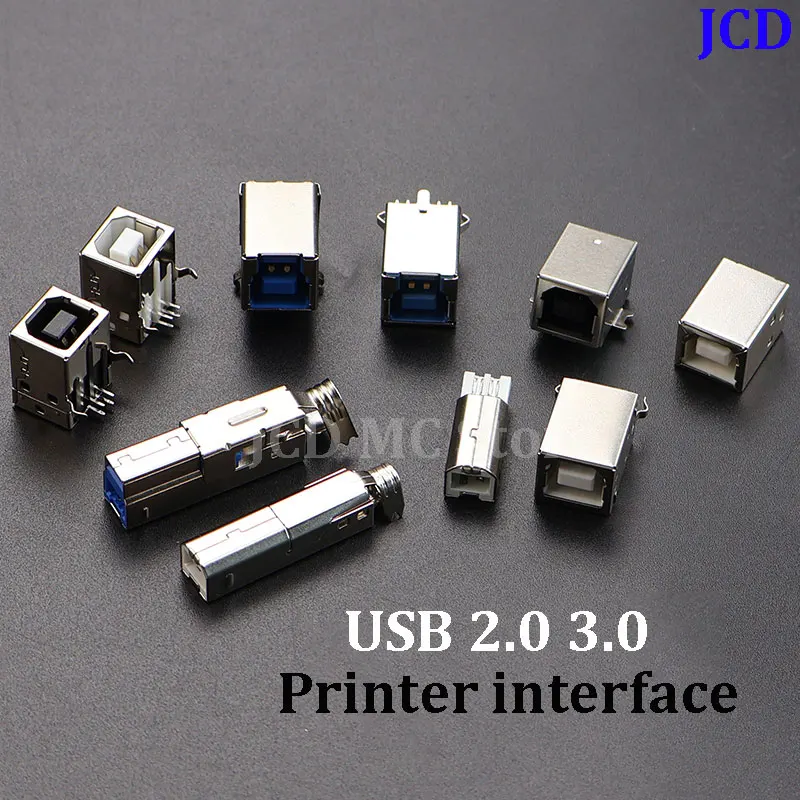 USB 3.0 and USB 2.0 Female Male Socket Jack Connector B Type 90°/180° Soldering PCB Connector Printer Interface