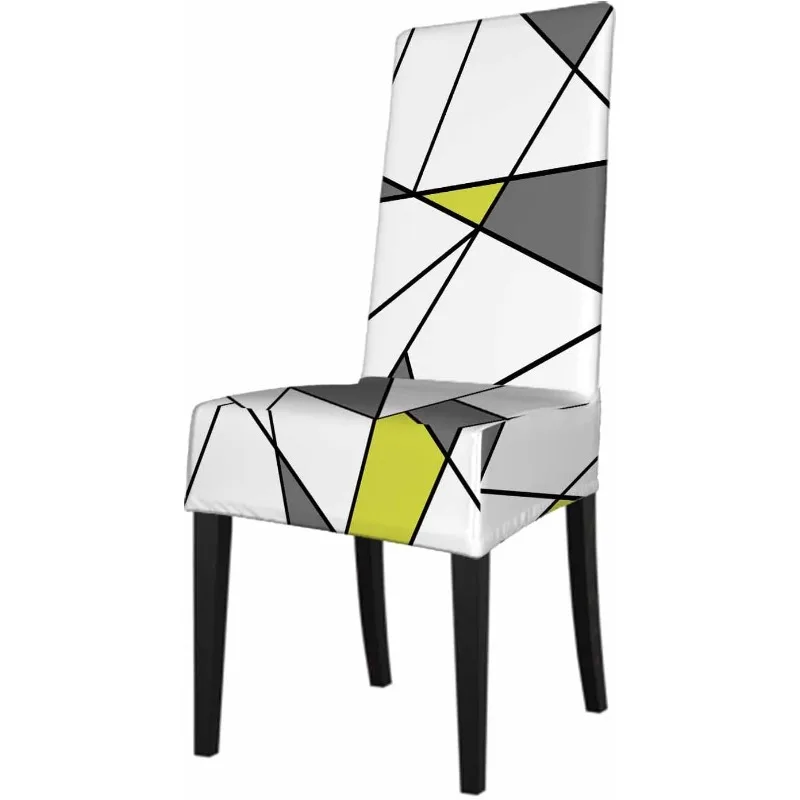 Fundas para sillas de comedor geométricas blancas y amarillas, triángulo moderno, creatividad, extraíble, lavable, para el hogar, restaurante, banquete