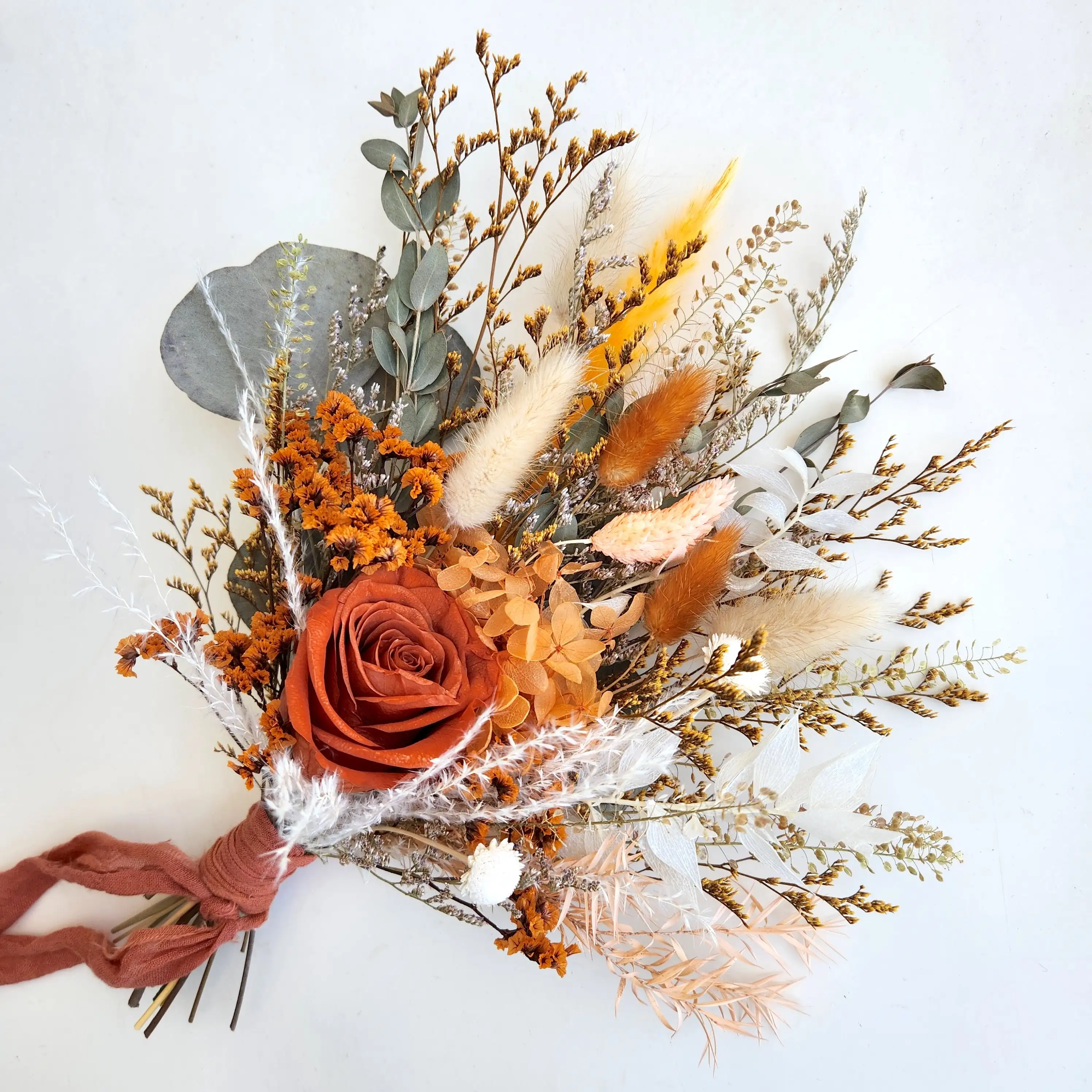 Bridal Bouquet Natural Pampas Grass Artificial Flowers Rustic Vintage Wedding Bouquet for Bridesmaid Boho Wedding Dried Flowers