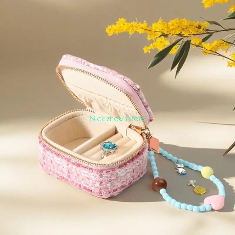 E15E صندوق تخزين مجوهرات أنيق وعملي مع مقبض مثالي لتقديم الهدايا