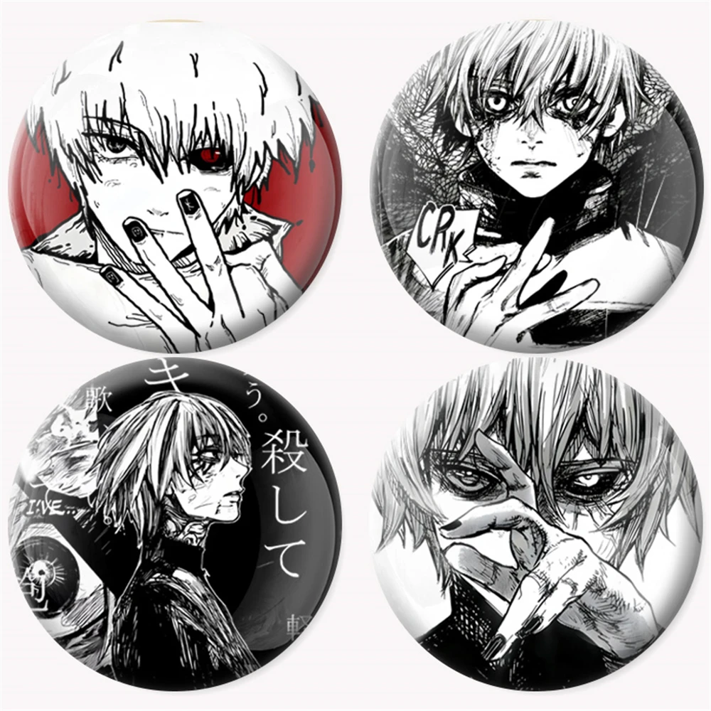 58 مللي متر أنيمي طوكيو الغول Kaneki كين تأثيري حلي شارة دبوس SPTE صفيح بروش دعامة الهالوين ﻿   عيد الميلاد جيلف
