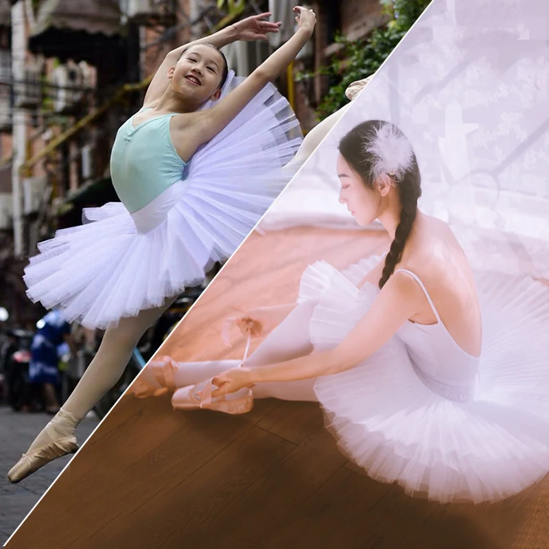 Falda de tutú de Ballet para niños, traje de actuación de baile para adultos, ropa de práctica de baile, falda de Ballet multicapa, Color negro, blanco y rojo