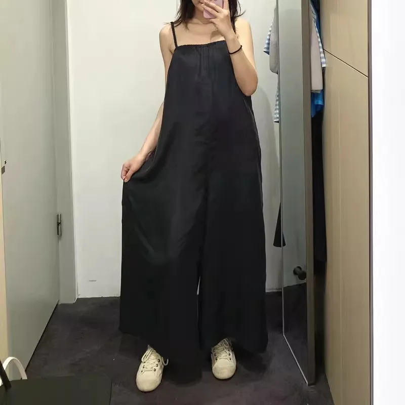 

Summer Cool Silk Loose Wide Leg Pants Casual Holiday Sle with kets Women's Faion Long Pants