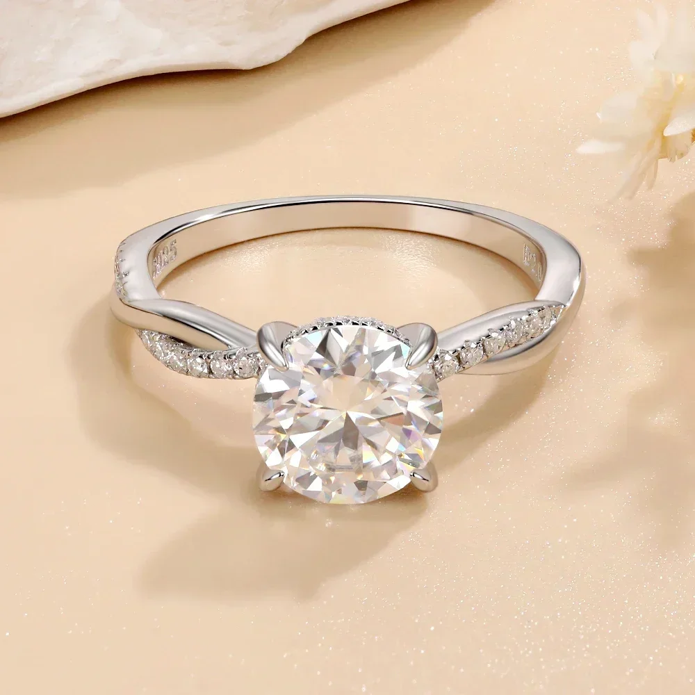 

Довольно красивое обручальное кольцо с муассанитом 2 карата, позолоченное стерлинговое серебро S925, обручальное кольцо «Бесконечность» для женщин, изящные ювелирные изделия