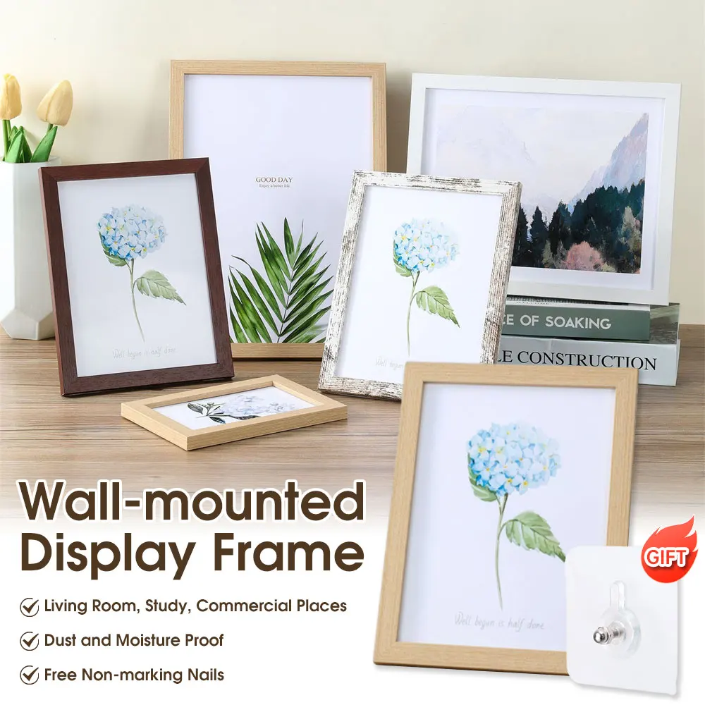 Wooden Photo Frame Multi Size Wall-mounted Display Frame DIY Photo Frame High Quality Home Decorative Picture Frame Easy To Hang