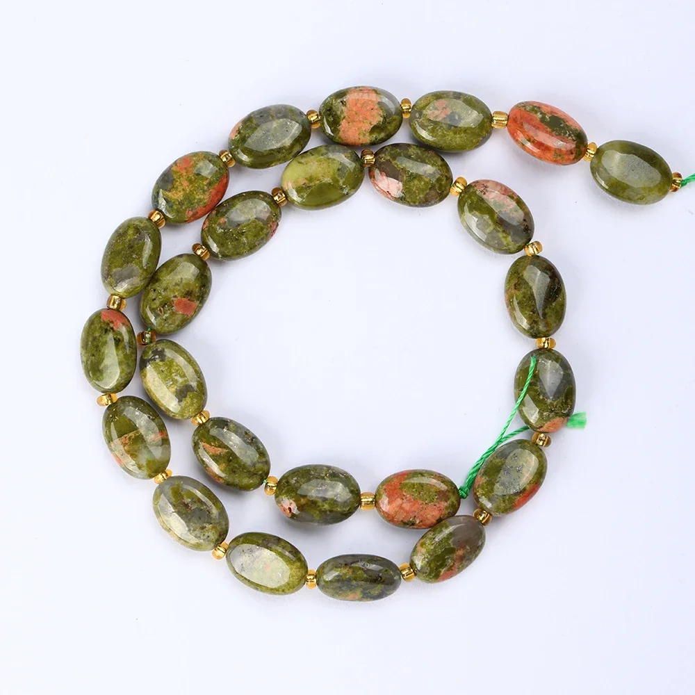 

Распродажа, натуральные бусины овальной формы Unakite 10*14 мм для изготовления ювелирных изделий, браслет, ожерелье, подвеска