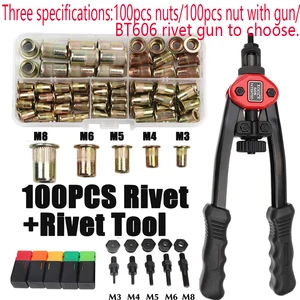 Rivet Nuts Gun Hand, Double Insert Manual Riveter Gun, rubiting tool, BT606, M3, M4, M5, M6, M8, 100pcs 10 Main Sales Rivets - №7